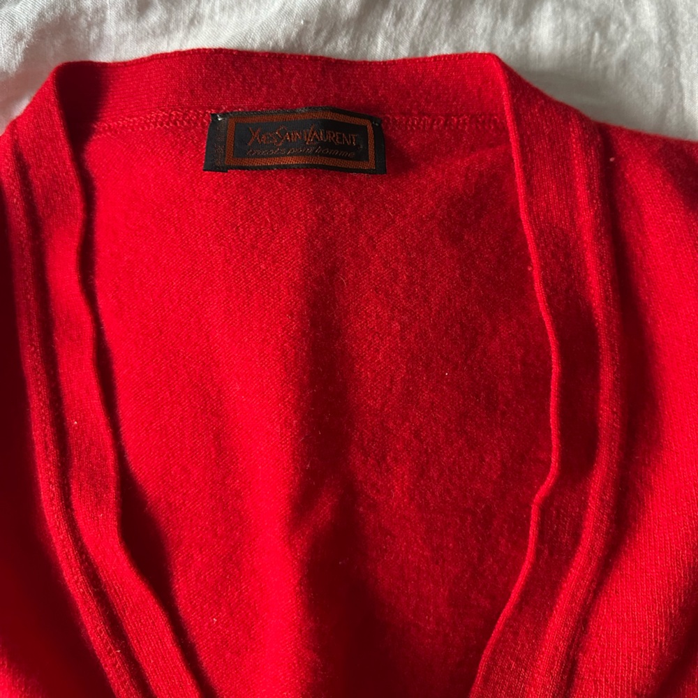 Vintage YSL Red Sweater Vest Cardigan - Picture 3 of 5